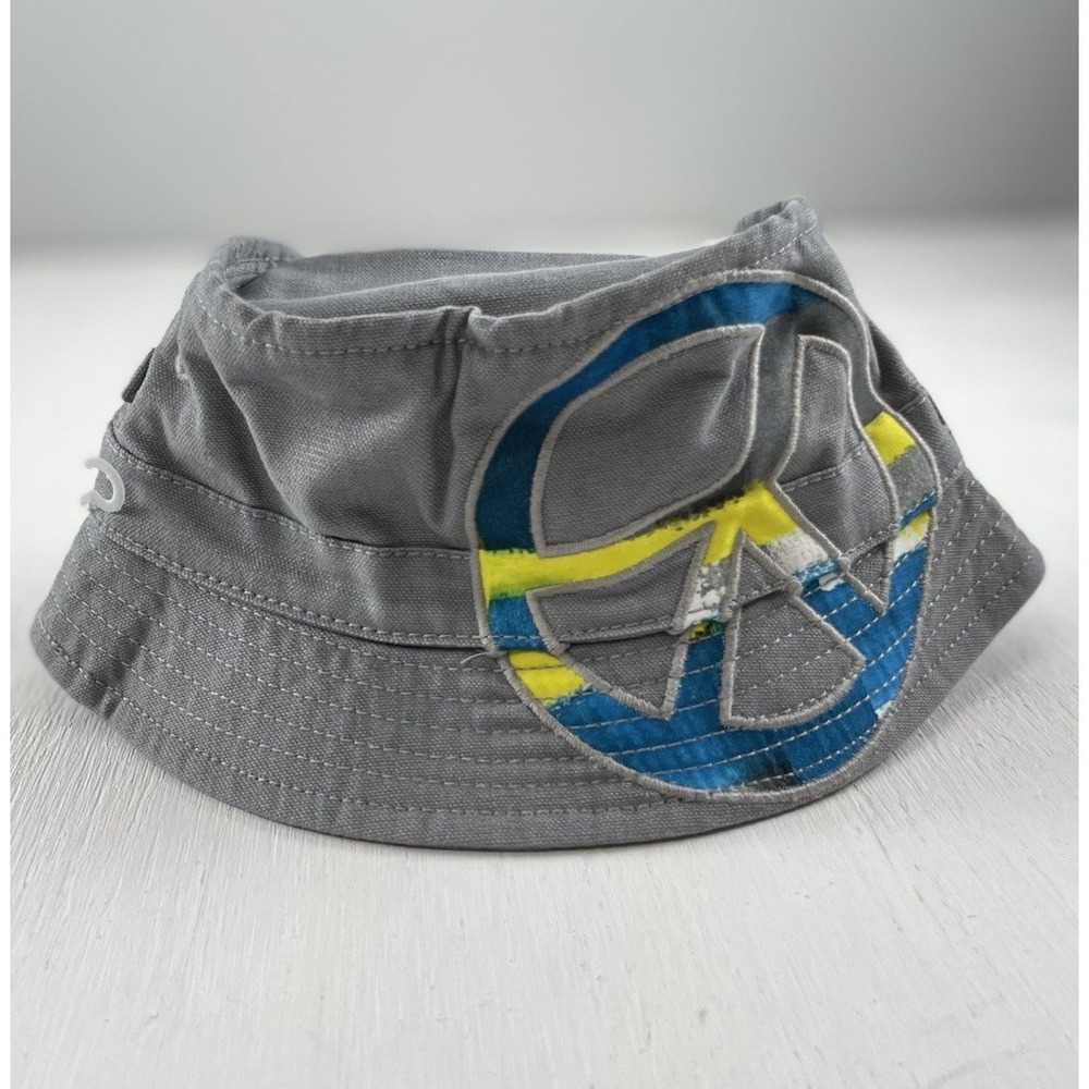 NWT NEW GYMBOREE AHOY BUCKET‎ HAT GRAY SIZE 12-24 MONTHS Toddler Kids PEACE SIGN